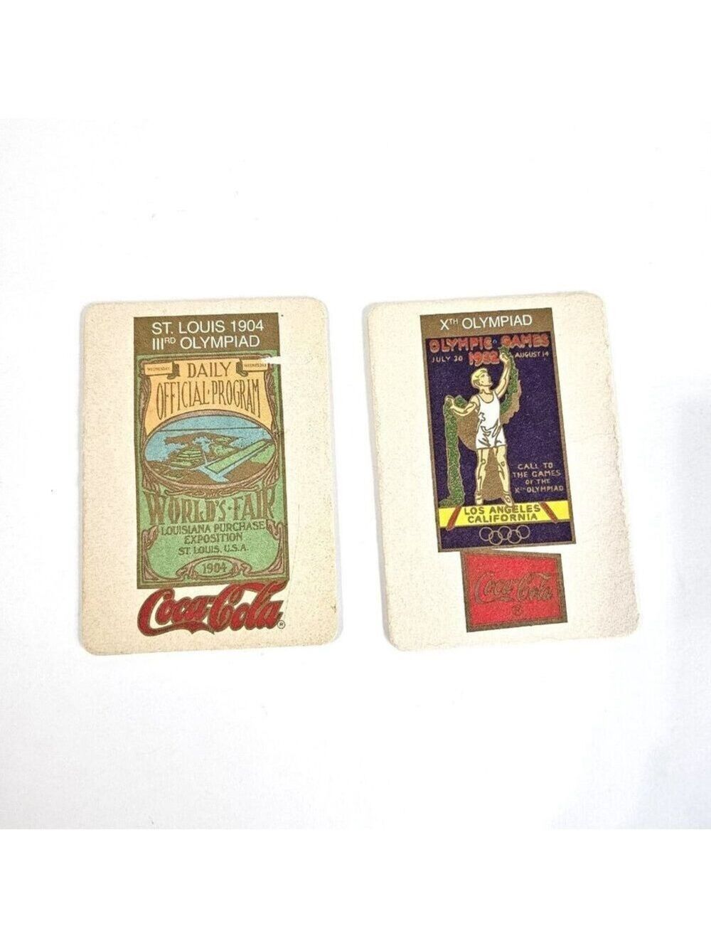 Coca Cola Olympic 1904 St Louis 1932 Los Angeles Coaster Card